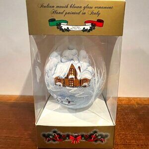 Bellagio Italian Blown Glass Hand Painted Christmas Ornament